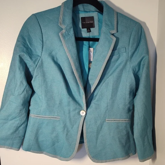 The Limited Teal Blazer with Gray Trim Size S #729 - Picture 1 of 3